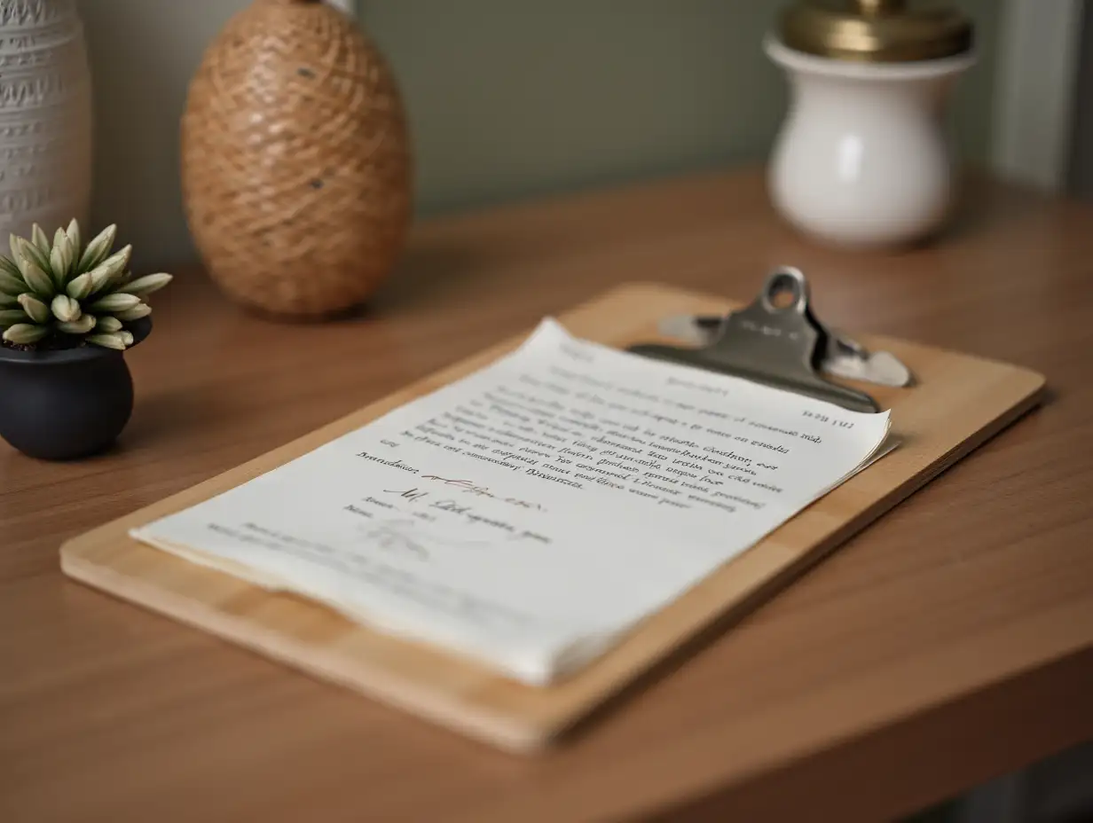 letter on table
