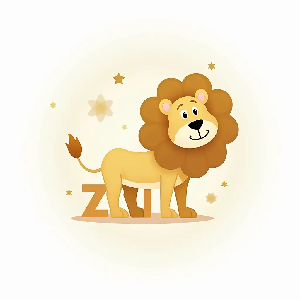 Golden-Lion-Shaped-Arabic-Name-Zain-for-Newborn-Baby-on-White-Background