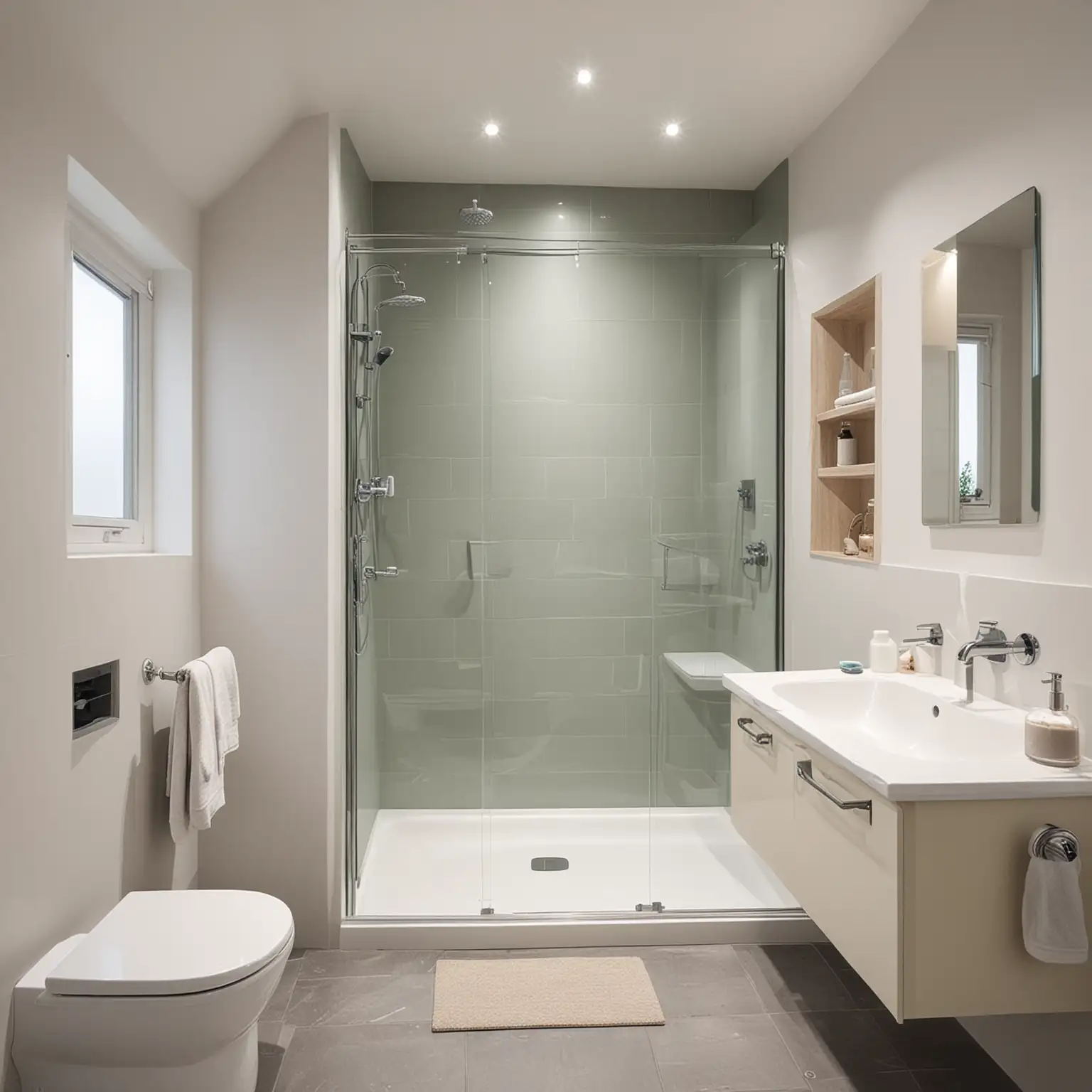 Modern-Bathroom-with-Shower-Tray-and-Faucet-in-Holiday-Home