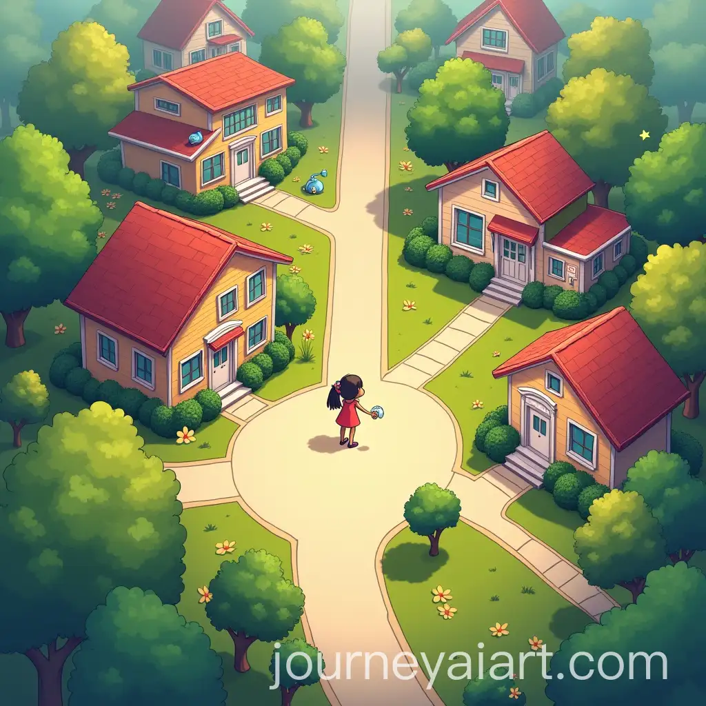 Aerial-View-of-a-Vibrant-Neighborhood-with-Cheerful-Atmosphere