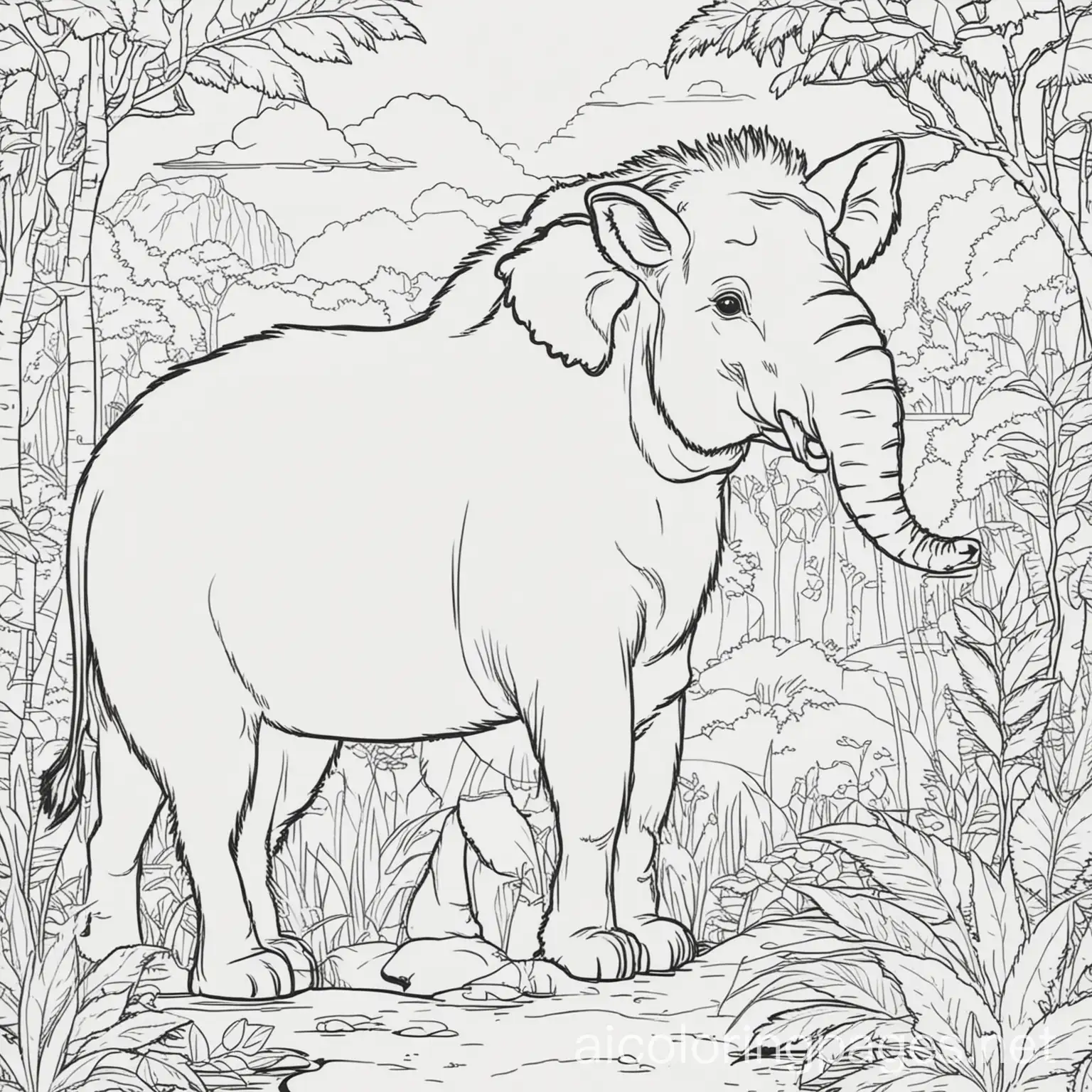 zoo for children coloring book, Coloring Page, black and white, line art, white background, Simplicity, Ample White Space. The background of the coloring page is plain white to make it easy for young children to color within the lines. The outlines of all the subjects are easy to distinguish, making it simple for kids to color without too much difficulty