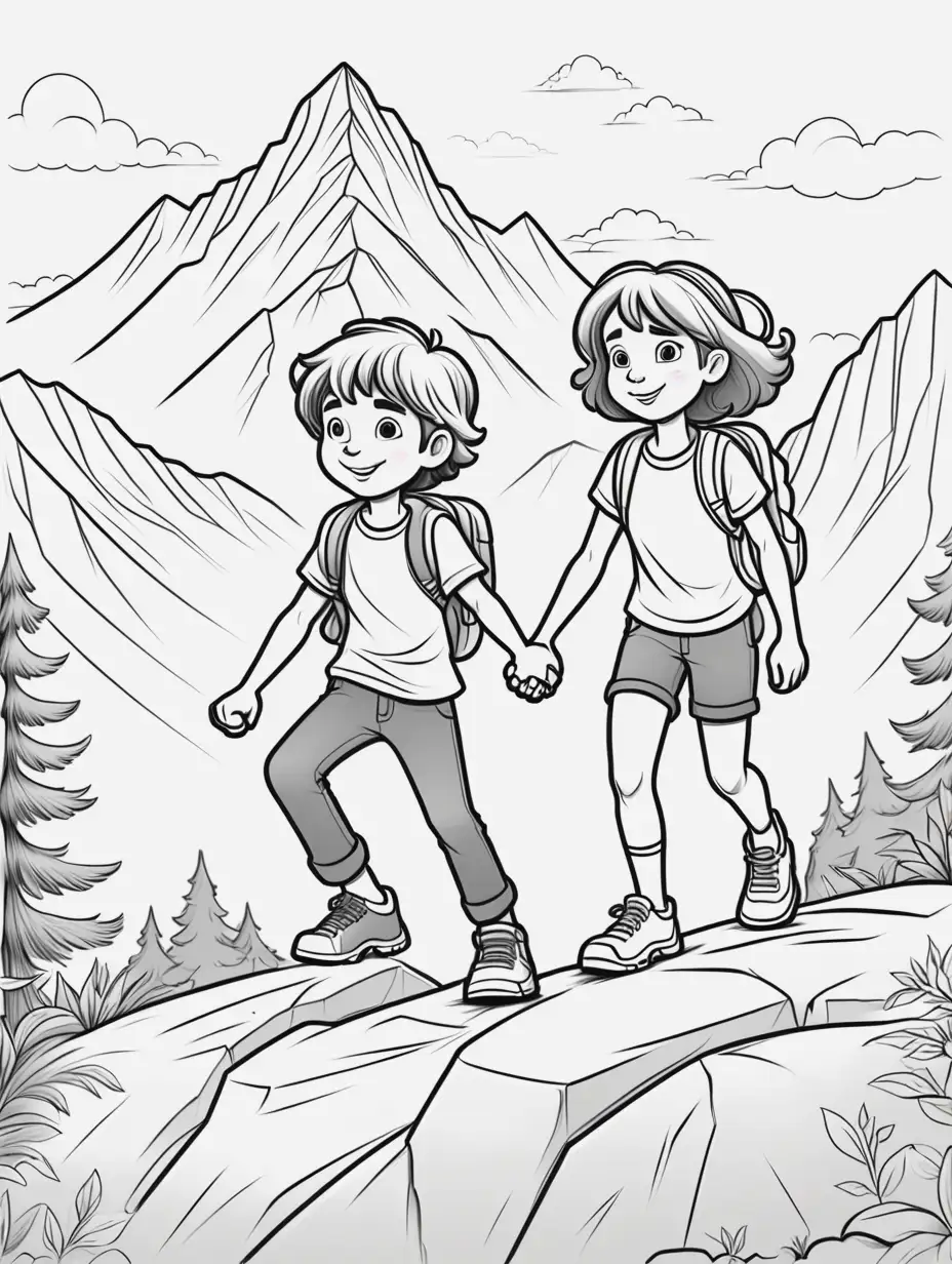 Jules and Lina Climbing a Mountain Together