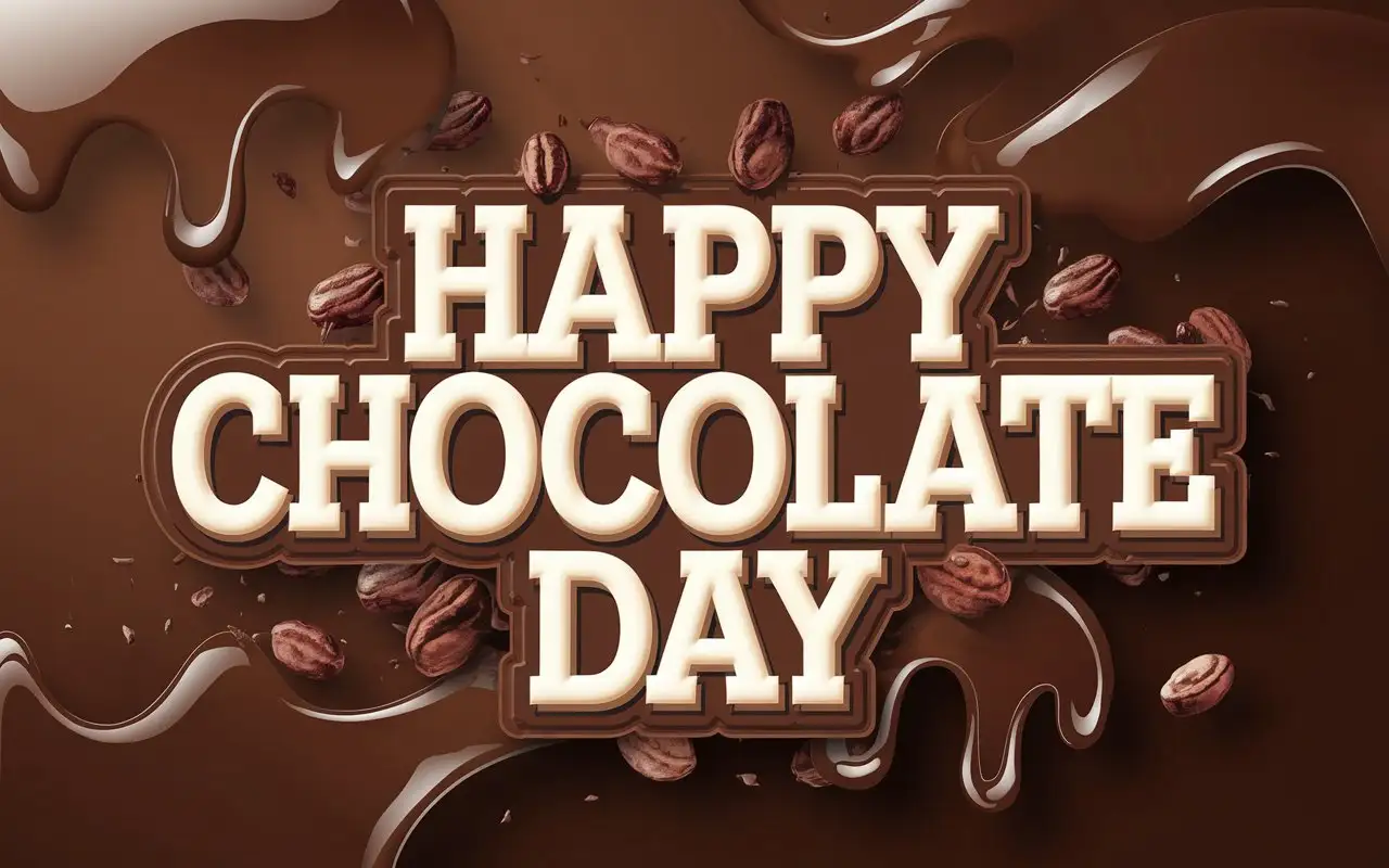 Happy-Chocolate-Day-Text-with-Dripping-Chocolate-and-Cocoa-Beans