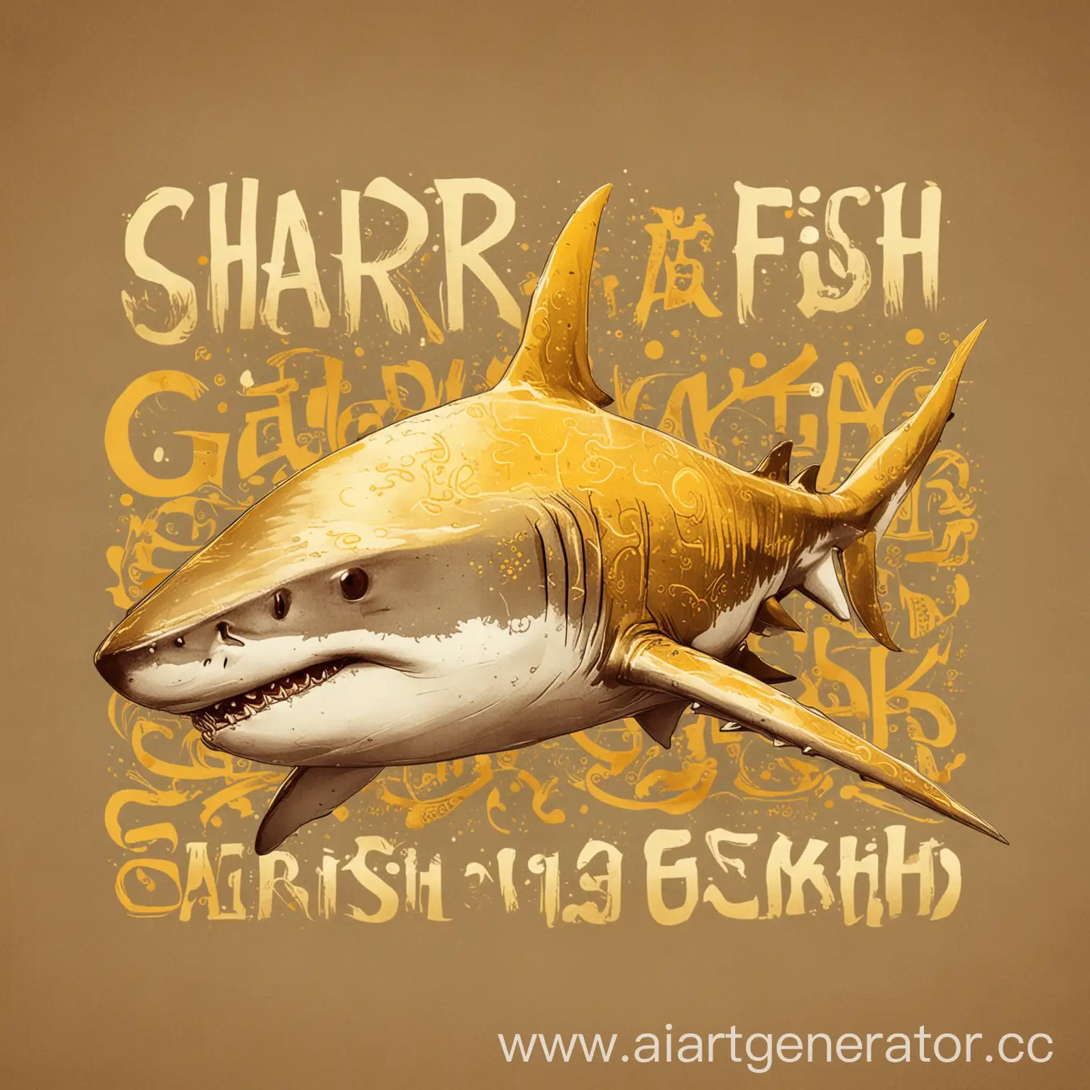 Golden-Fish-Inscription-with-Shark-in-Yellow-Tones