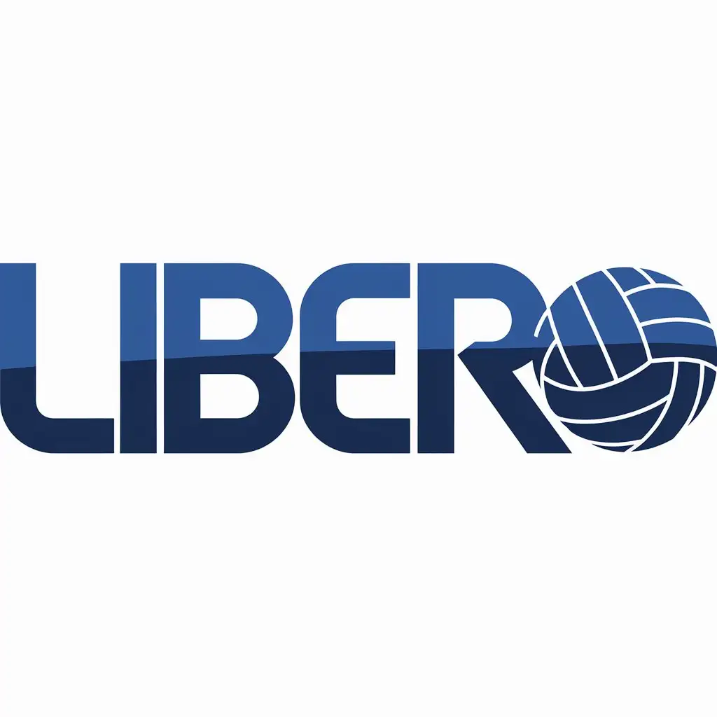 a vector logo design,with the text "Libero", main symbol:The word "Libero", in which instead of the last letter o is a modern volleyball. Coloured,complex,be used in sport industry,clear background