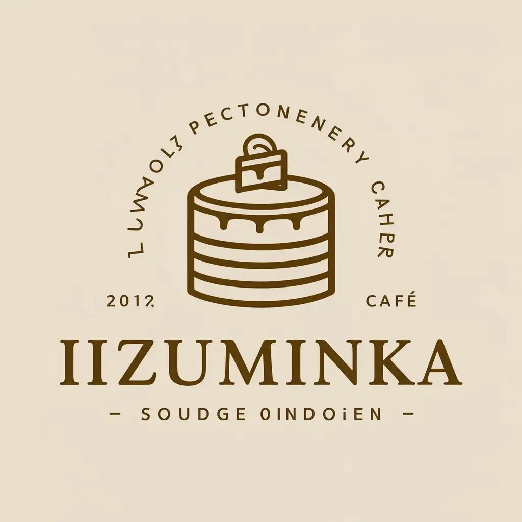 a vector logo design,with the text "Izuminka", main symbol:Cake,complex,be used in confectionery cafe industry,clear background