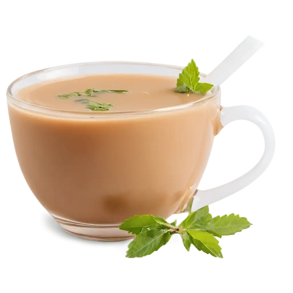 Delightful-PNG-Image-of-a-Cup-of-Milk-Tea-Infused-with-Stevia-Leaves-for-Refreshing-Visual-Appeal