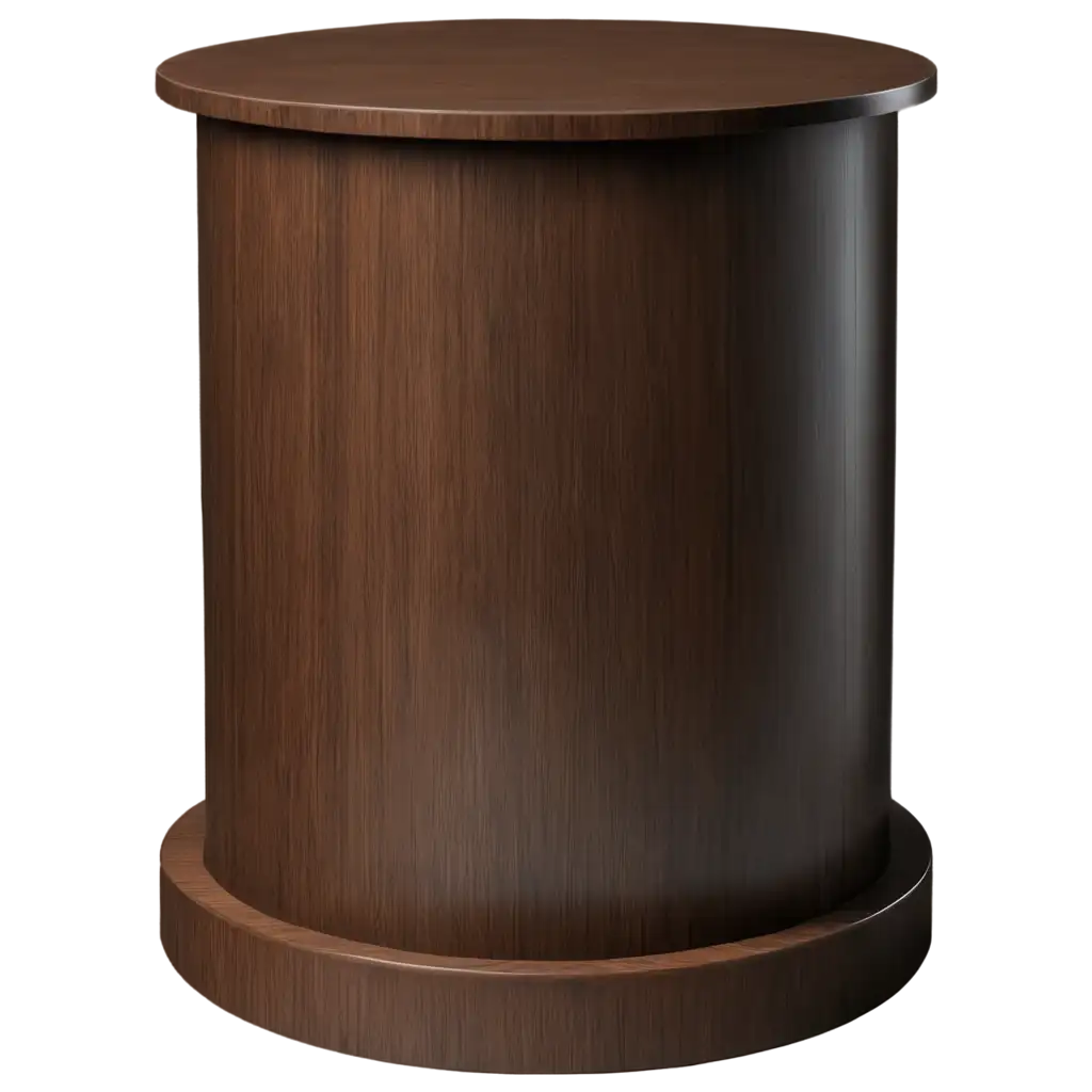 Realistic-DarkBrown-Round-Rural-Podium-PNG-Image-for-Diverse-Applications