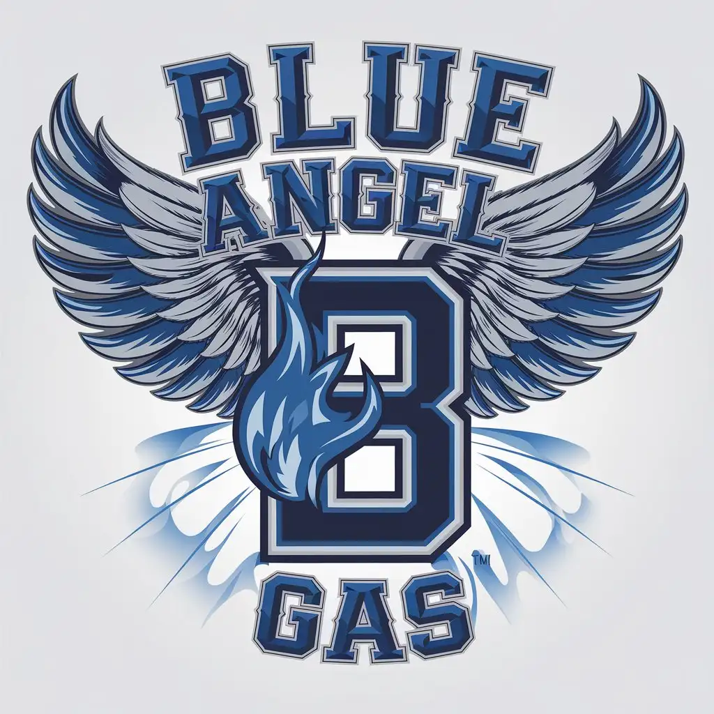 LOGO Design for Blue Angel Gas Blue Flames with Angel Wings for Automotive Industry