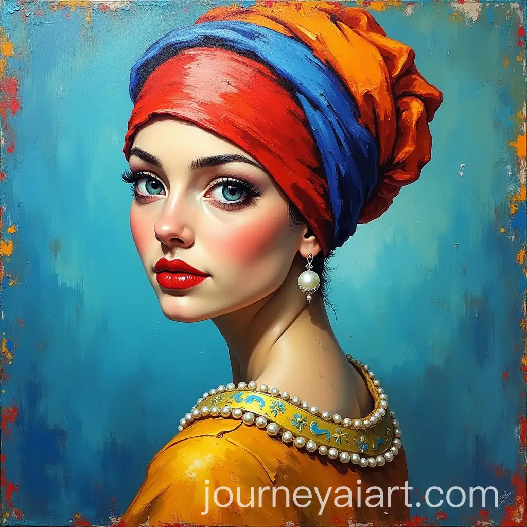 Girl-with-Turban-and-Pearl-Earring-Vibrant-Palette-Knife-Painting