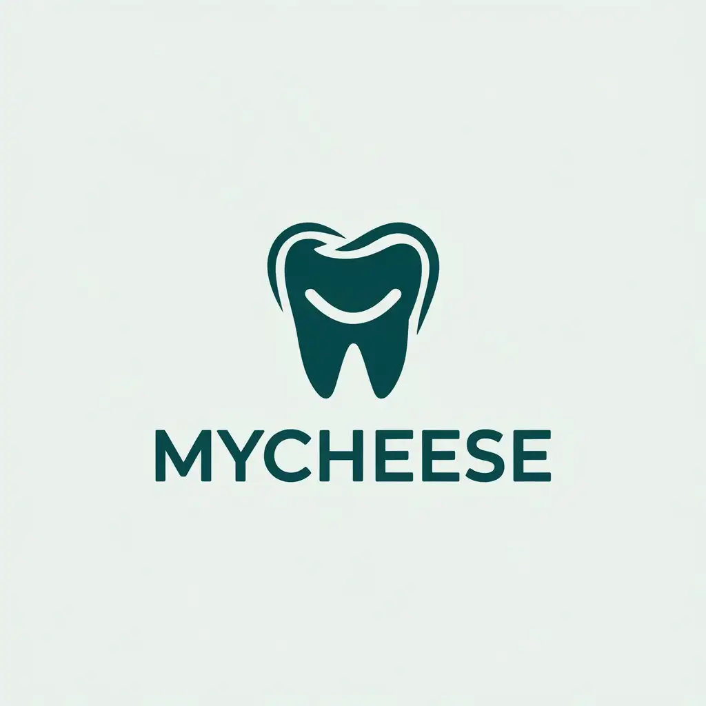 a vector logo design,with the text "MyCheese", main symbol:dental elements with a slight smile,Minimalistic,be used in Medical Dental industry,clear background