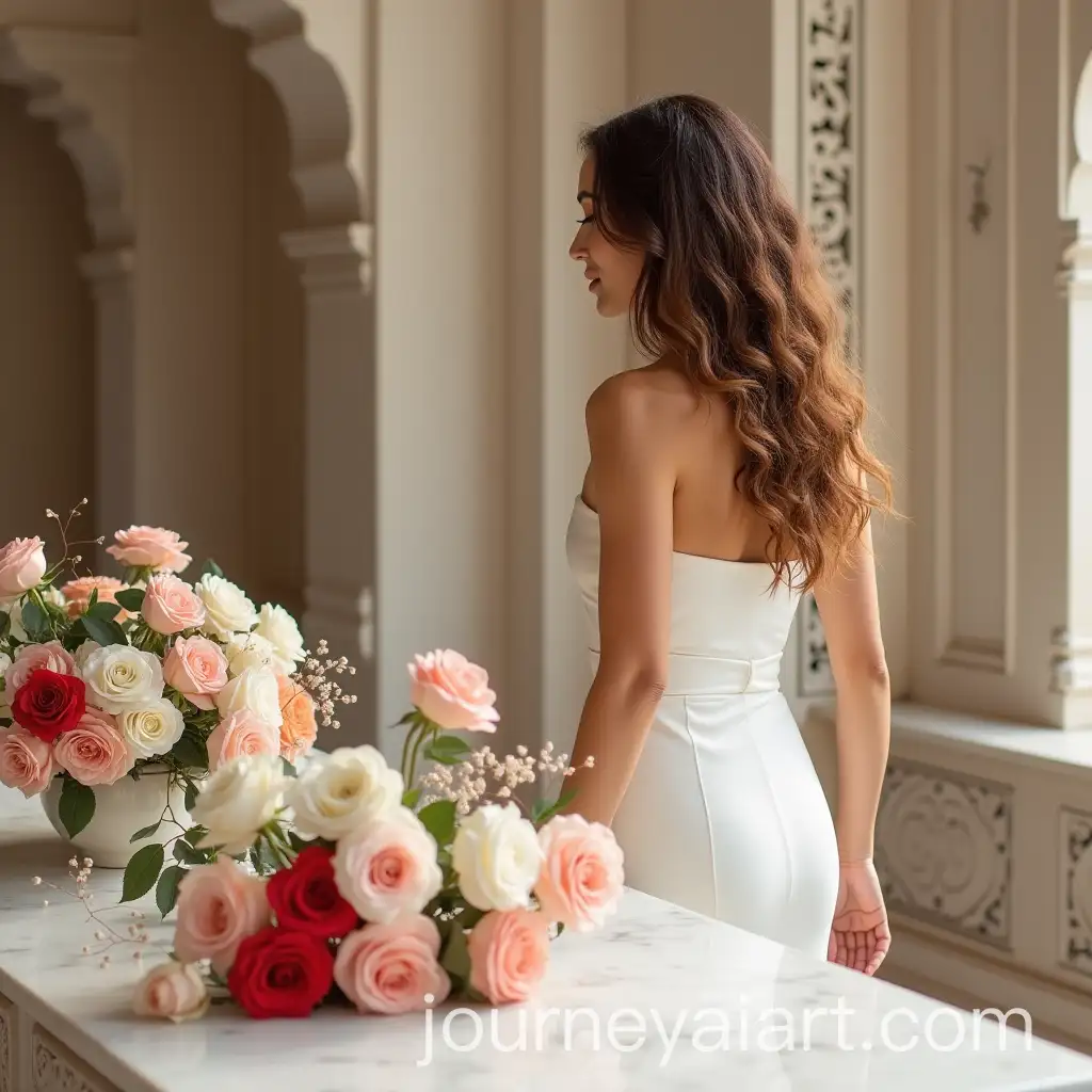 Romantic-Marble-Table-with-Roses-and-Jaipur-Architecture-in-Daylight