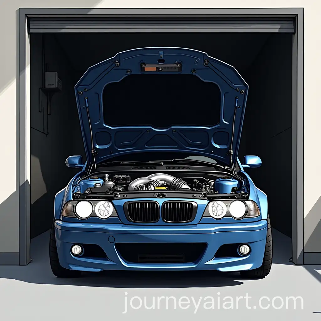 BMW-E46-Turbocharged-Engine-in-Open-Garage