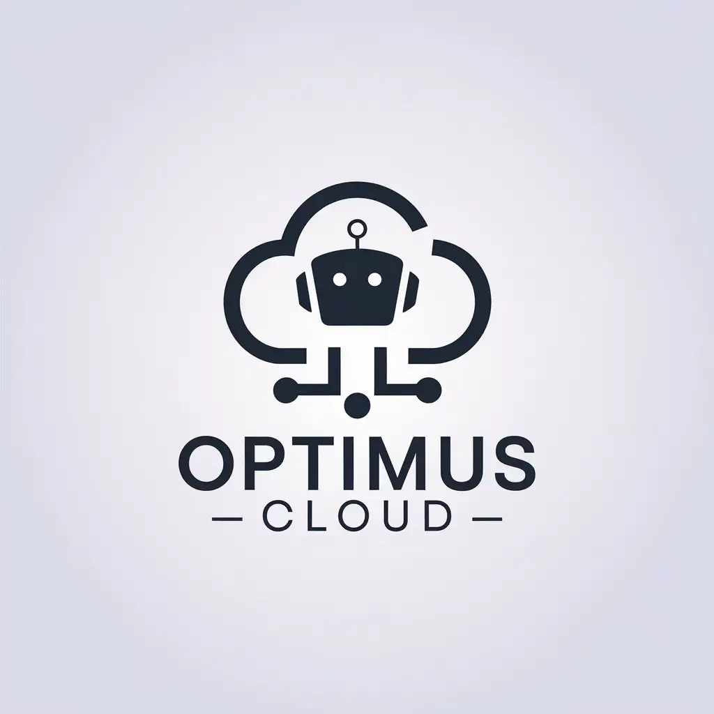 LOGO Design for Optimus Cloud Minimalistic Cloud and Robot Theme for Technology Industry