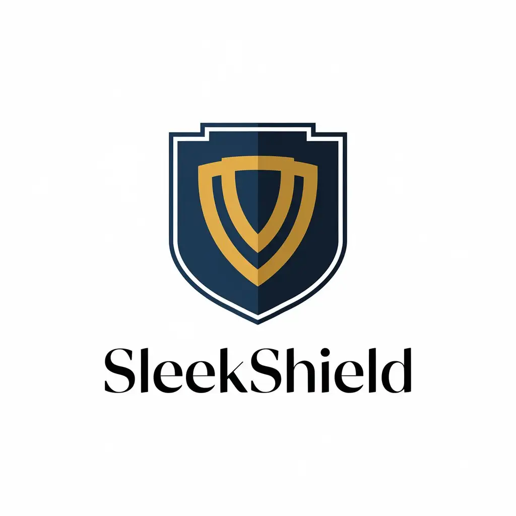 a vector logo design,with the text "SleekShield", main symbol:Brand concept: convey a protective, stylish and minimalist idea. Visual elements: use simple lines and graphics, such as shields or symbols of protection. Color selection: choose elegant colors such as deep blue, black or gold to highlight the brand's luxury. ,Moderate,be used in Internet industry,clear background