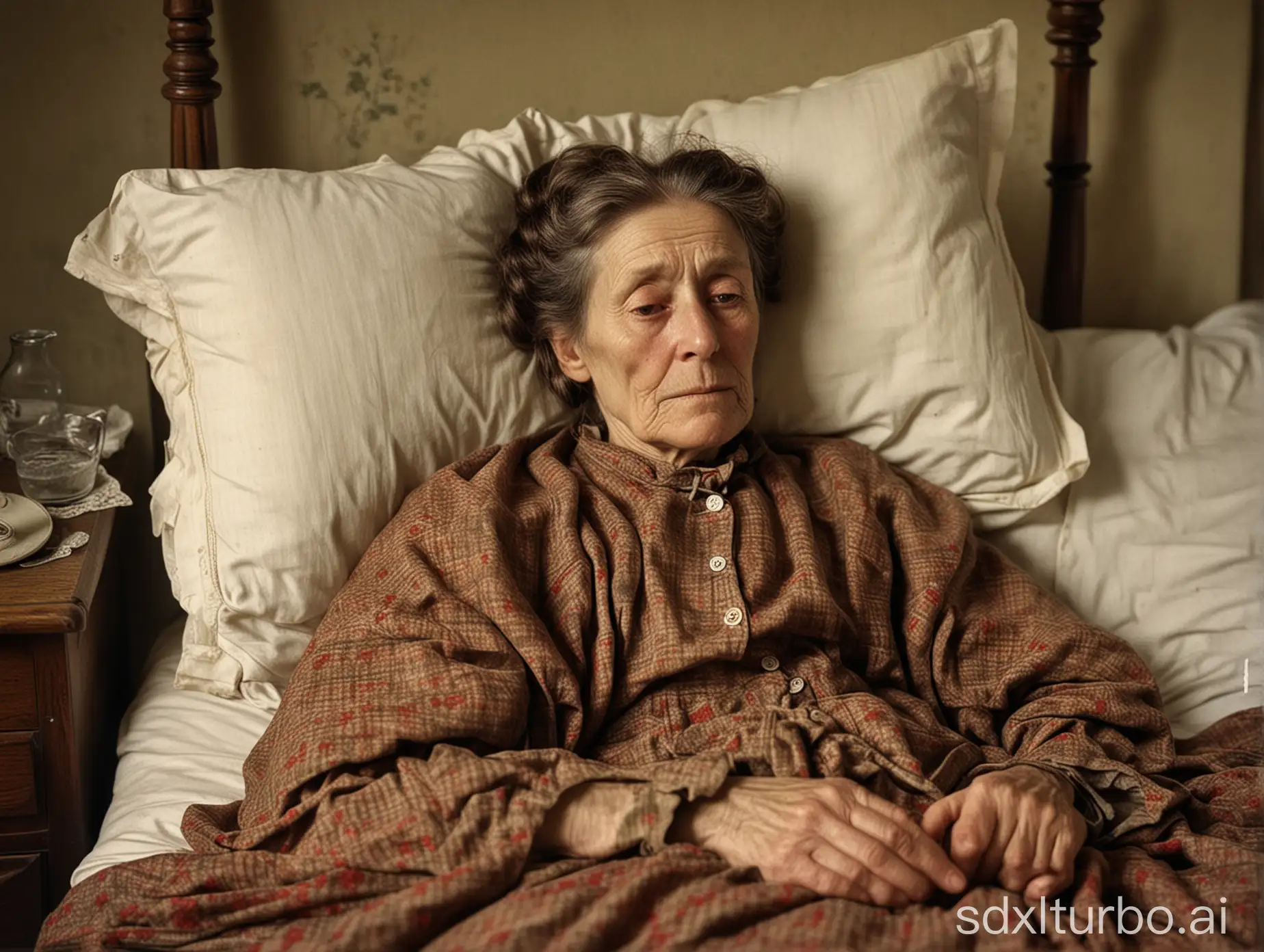 a bedridden 50 year old lady in 1889 in england