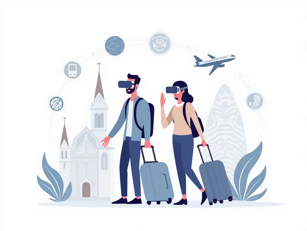 Travelers-Embracing-Technology-VR-Headsets-and-Suitcases-in-Modern-Tourism