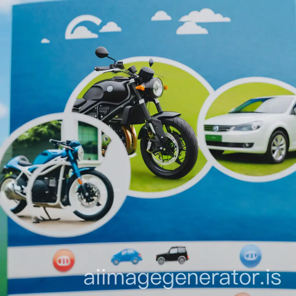 House-Motorcycle-and-Car-in-Circles-with-Green-Background