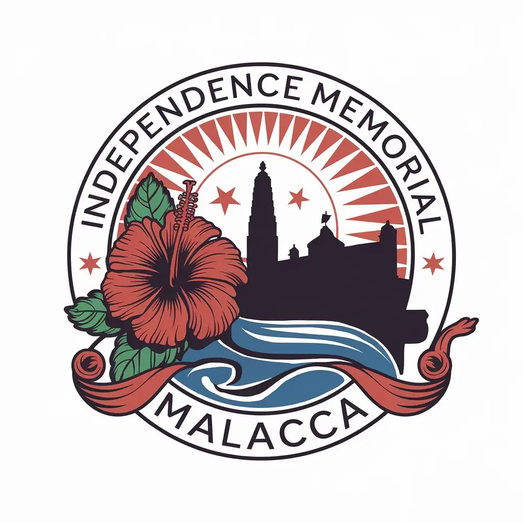 LOGO Design for Independence Memorial Malacca Hibiscus Rising Sun River Motif and A Famosa Silhouette