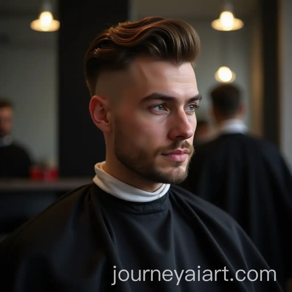 Polish-Client-Showcasing-Trimmed-Haircut-in-Barbers-Chair