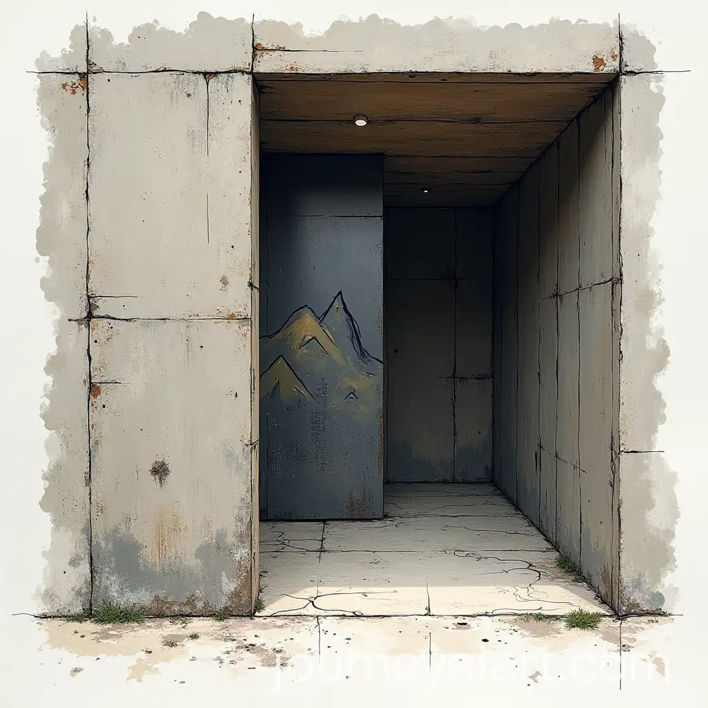 Interior-Claustra-with-Black-Perforated-Metal-Panel-Featuring-Mountain-Graphic-Design