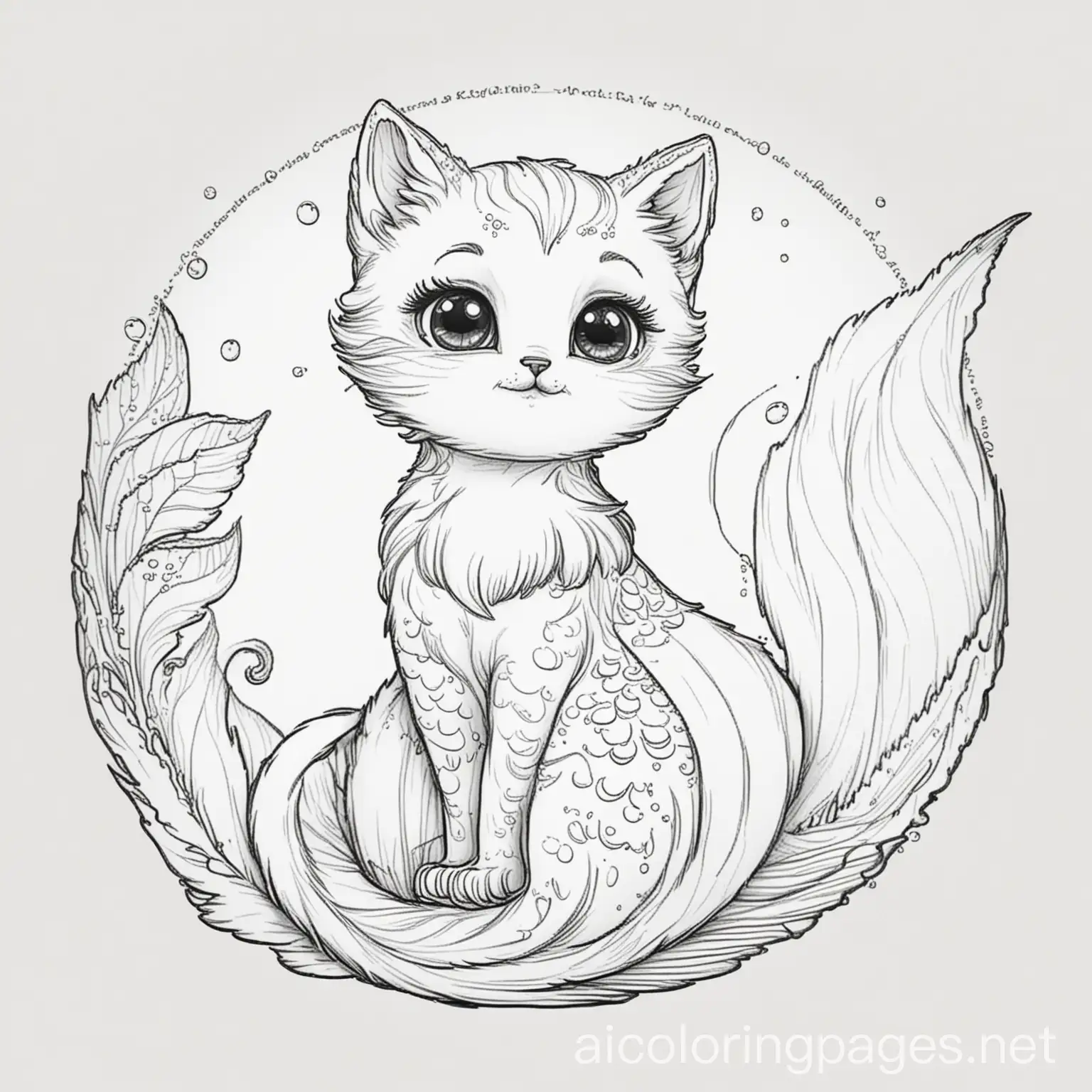 Adorable-Kitten-with-a-Mermaid-Tail-Coloring-Page-for-Kids