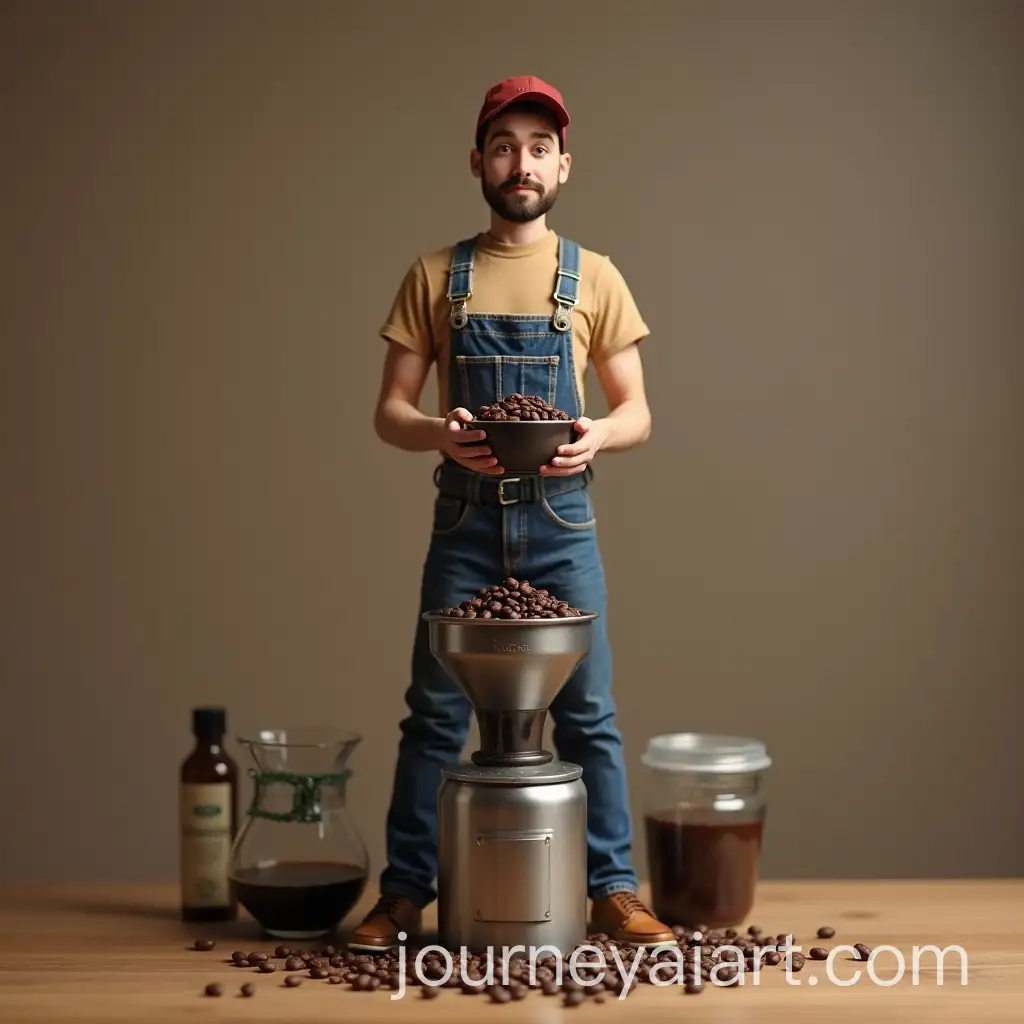 Tiny-Barista-Pouring-Coffee-Beans-into-Grinder