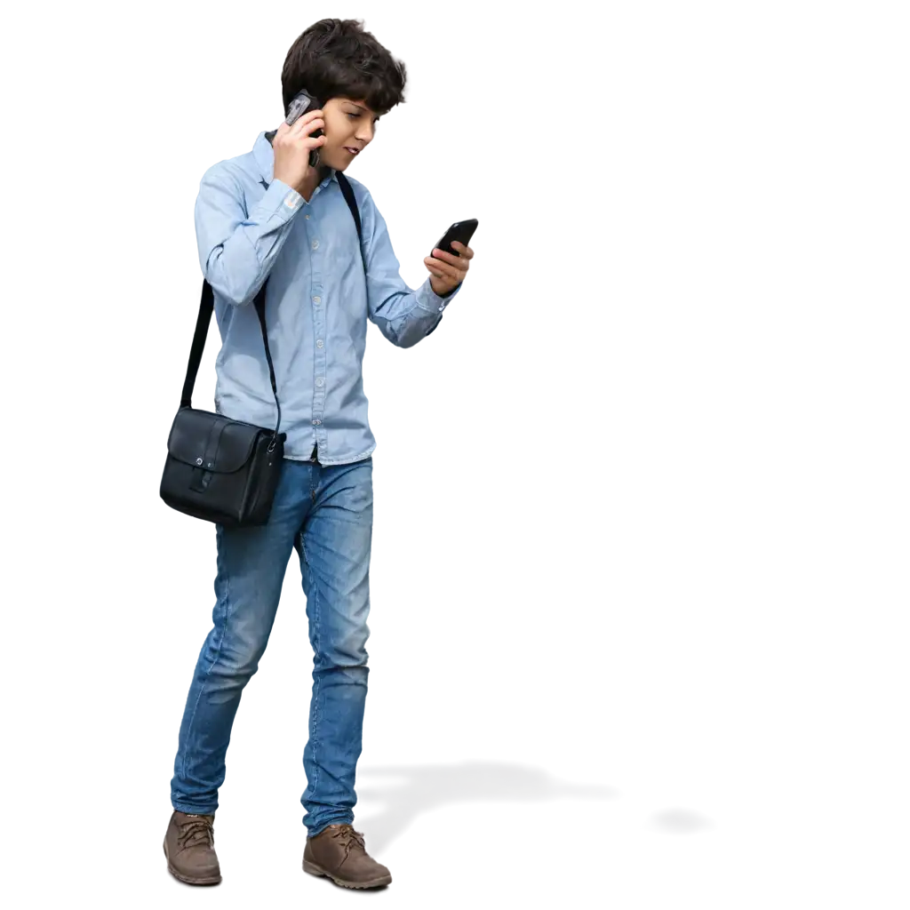 Boy-Using-Keypad-Phone-HighQuality-PNG-Image-for-Various-Digital-Applications