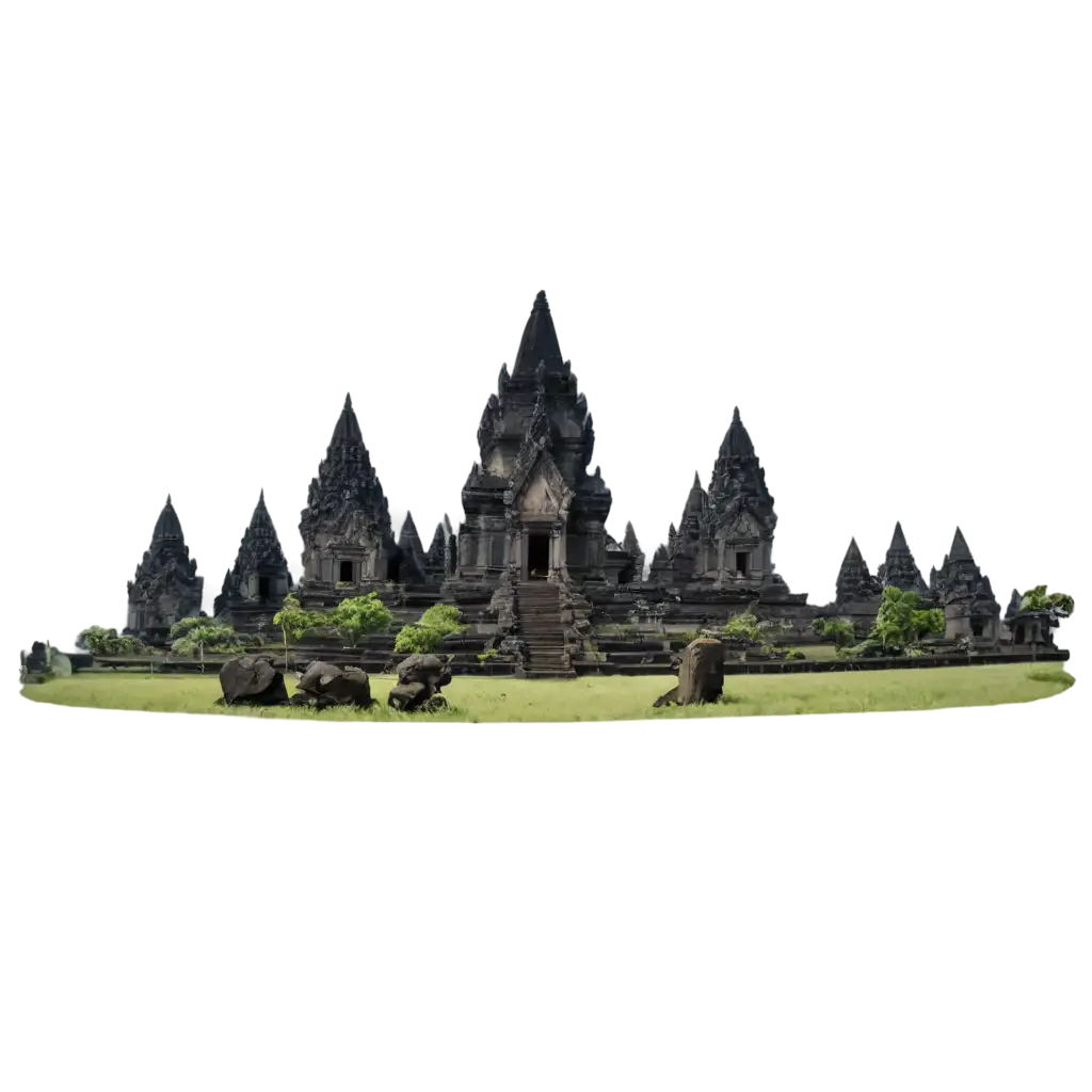 Candi-Prambanan-PNG-Image-A-Clear-and-Detailed-Visual-of-the-Majestic-Temple-Complex