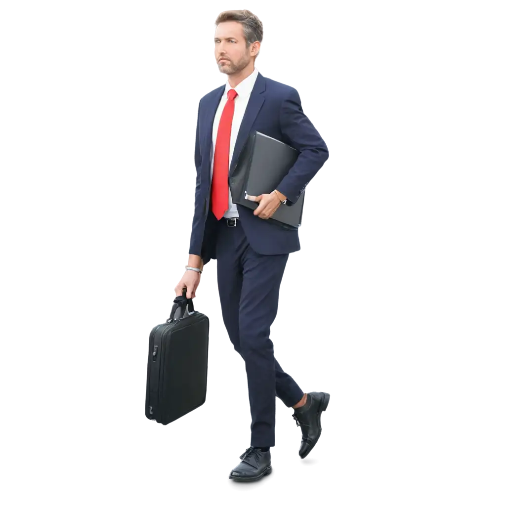 A business man, CEO carrying a potfolio on a monday morning, looking very active and bright