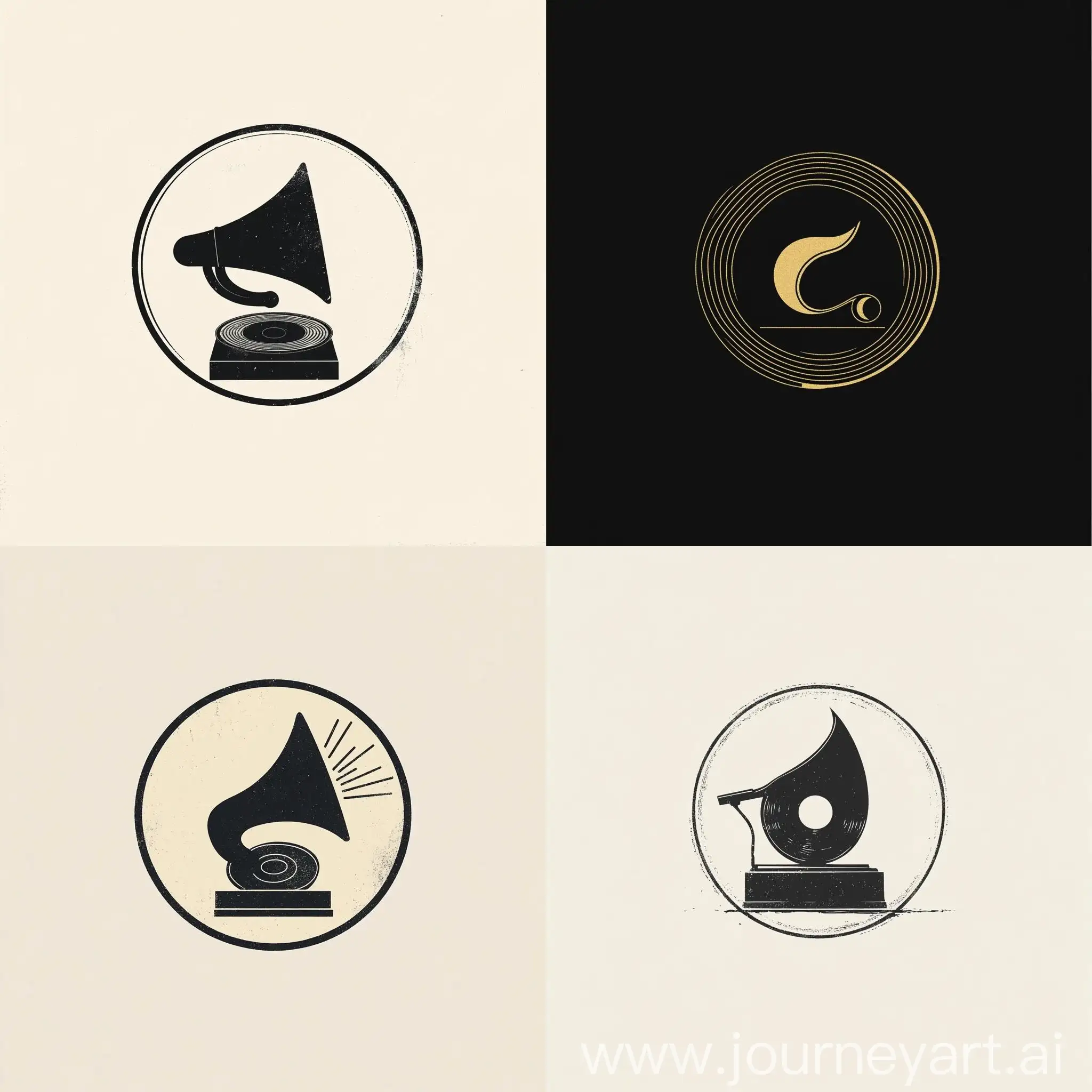 Minimalist-Round-Logo-with-Gramophone-Silhouette