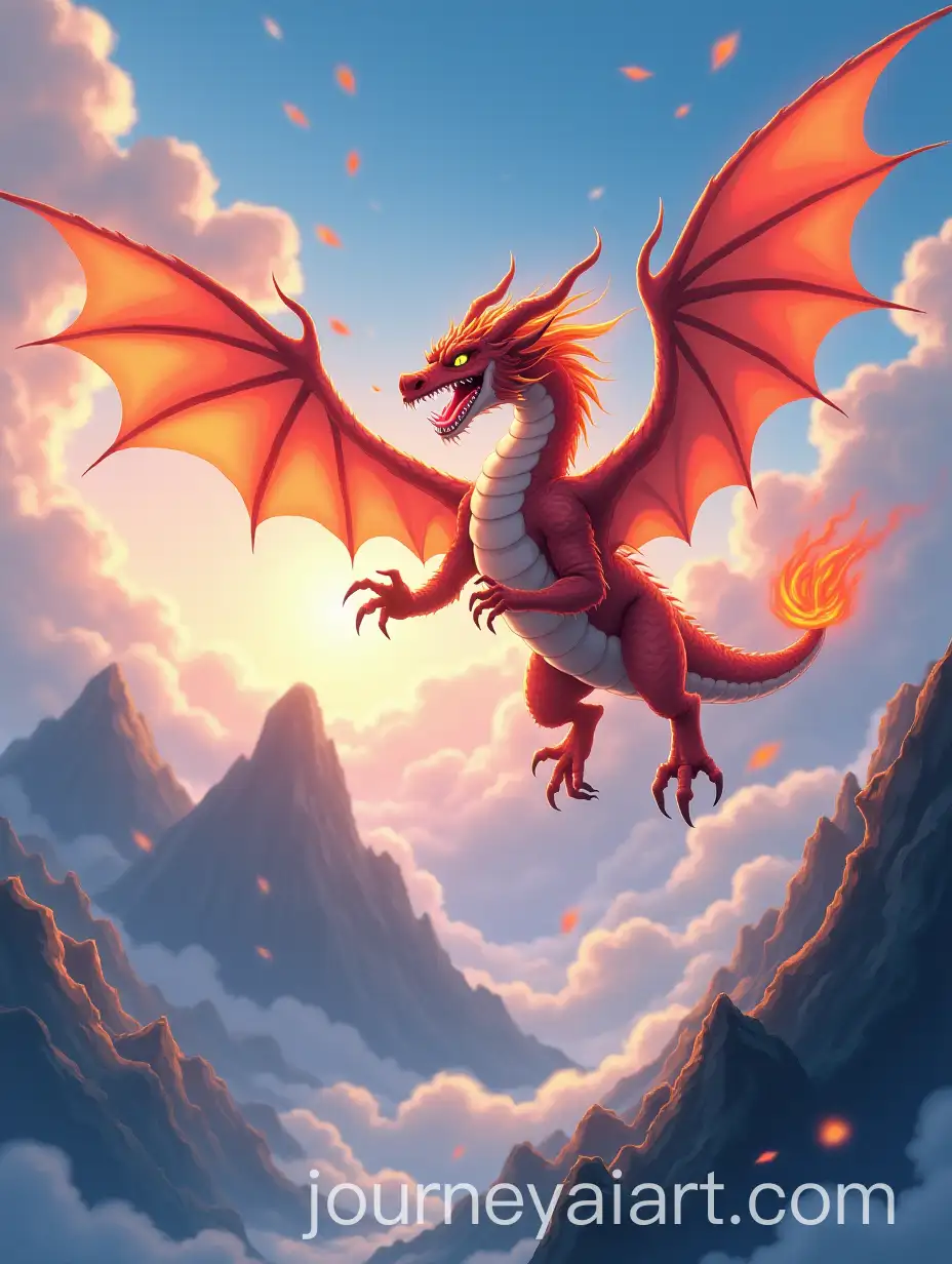 Majestic-FireBreathing-Dragon-Soaring-Over-Mystical-Mountain-Range