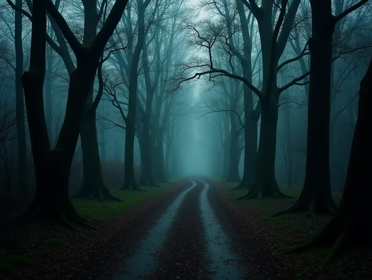 Creepy forest path for halloween