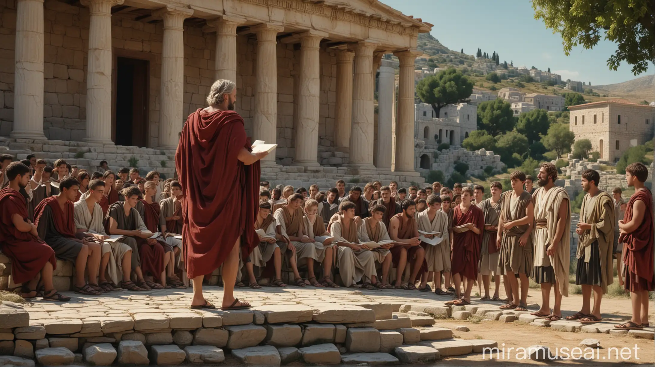 Epictetus Founding His School in Ancient Nicopolis Greece