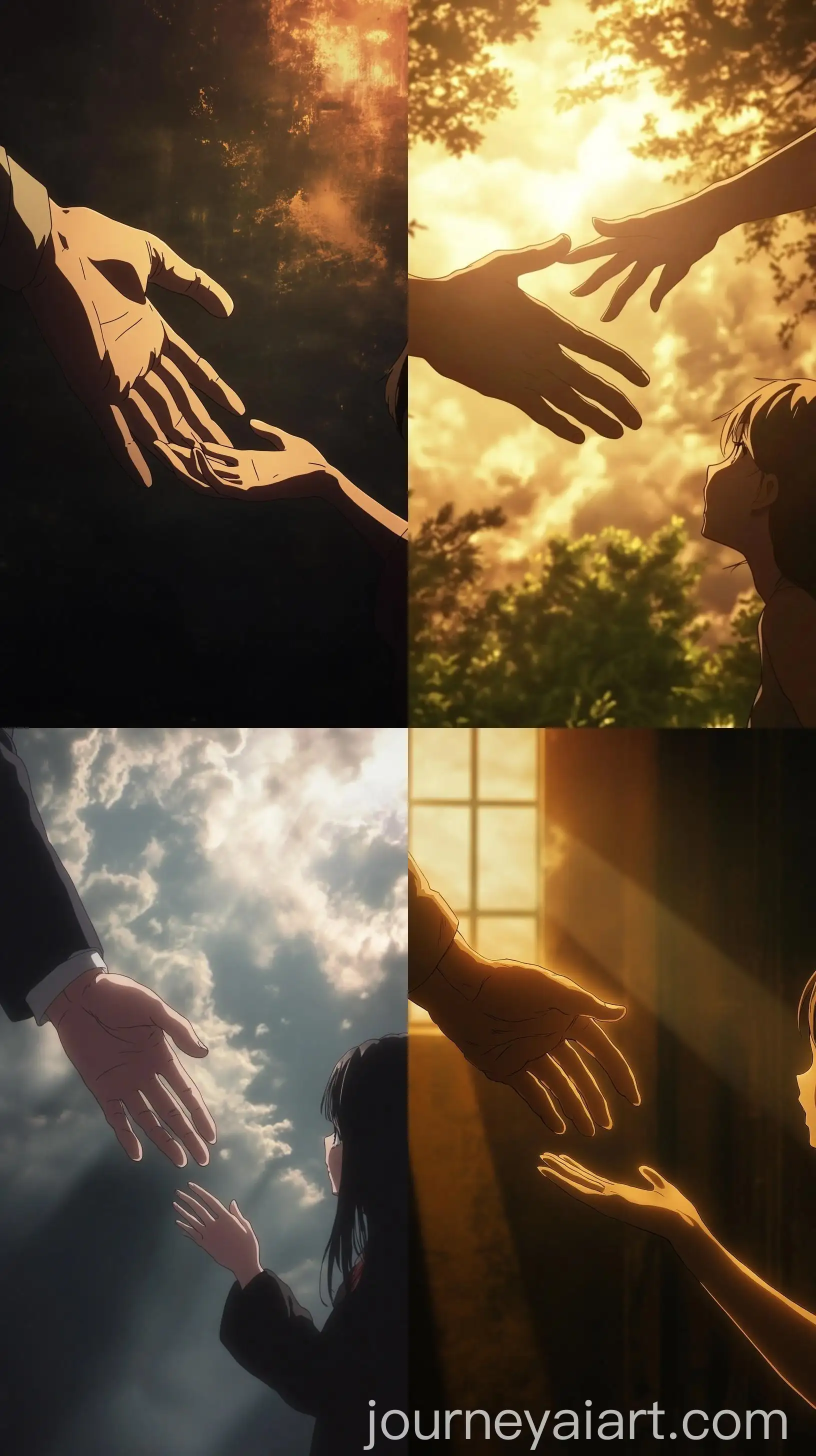 Anime-Scene-of-Hope-and-Doubt-Mans-Hand-Extended-to-Girls-Hand