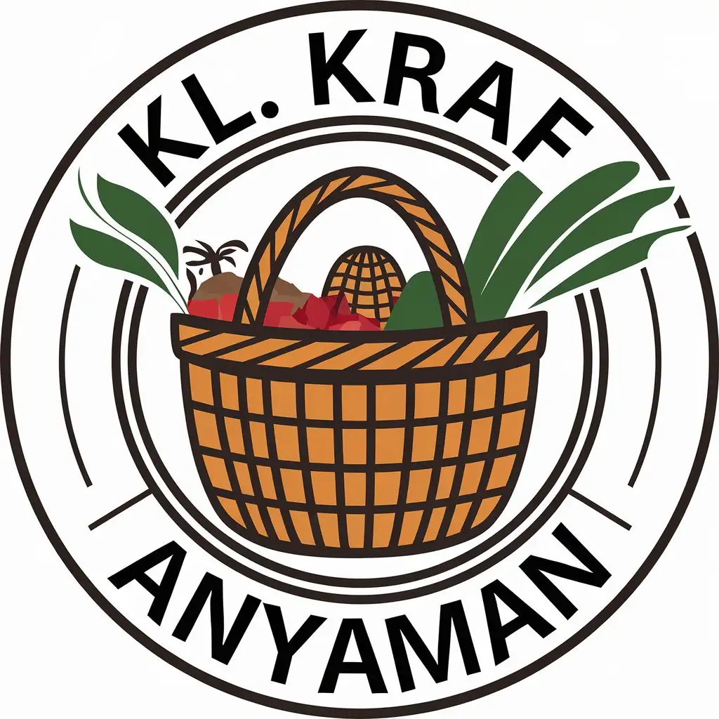 a vector logo design,with the text "KL. KRAF ANYAMAN", main symbol:basket,Moderate,be used in Others industry,clear background