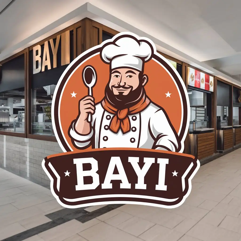 a vector logo design,with the text "BAYI", main symbol:Rich, chef, food court,logo,Moderate,be used in Restaurant industry,clear background