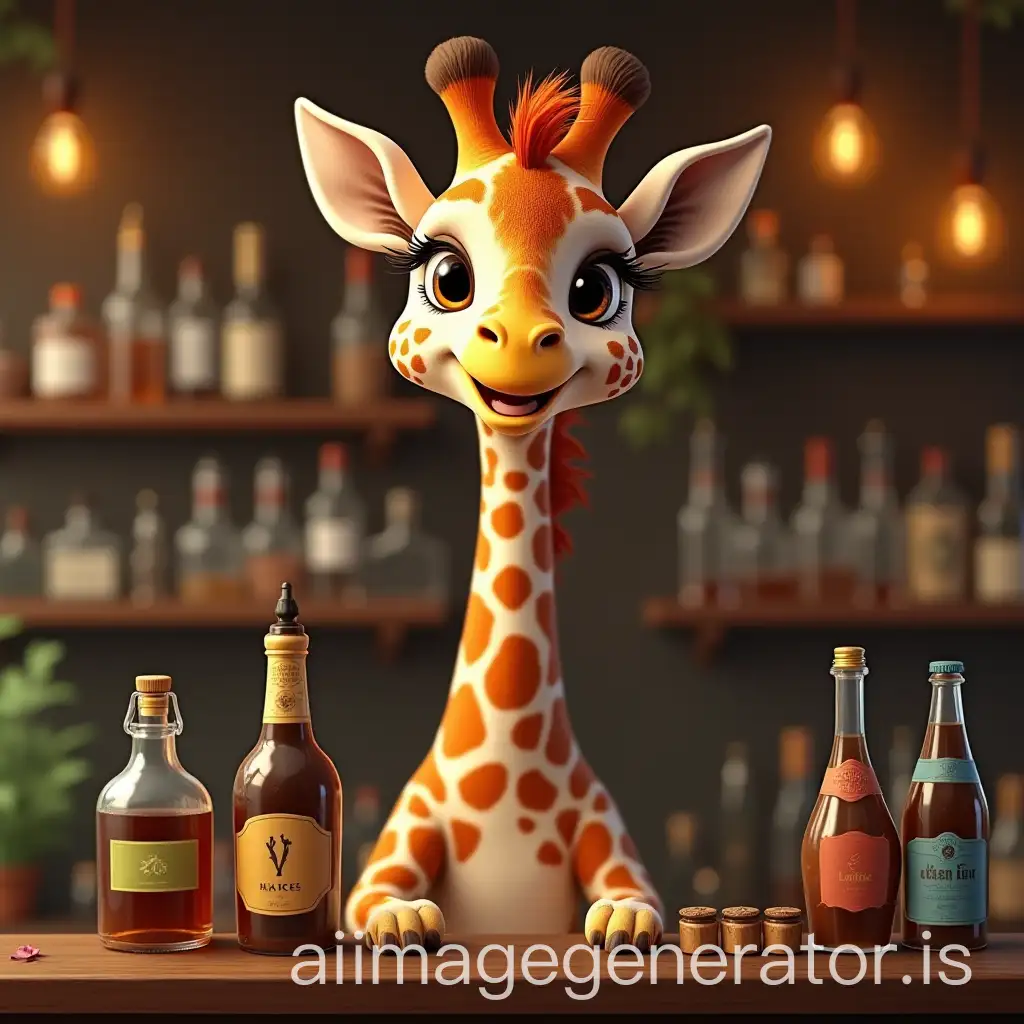 Sophie the giraffe bartender