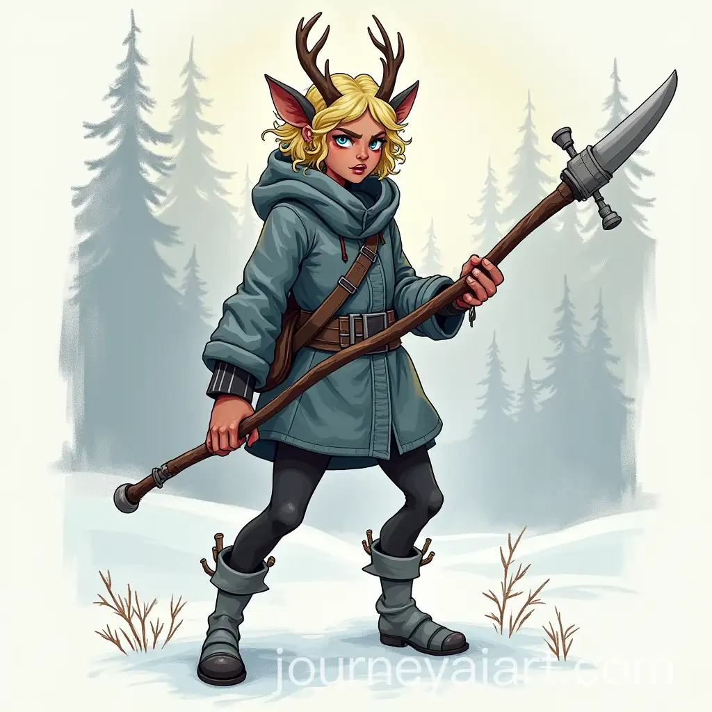 Female-Faun-in-Dynamic-Hunting-Pose-on-a-Winter-Morning