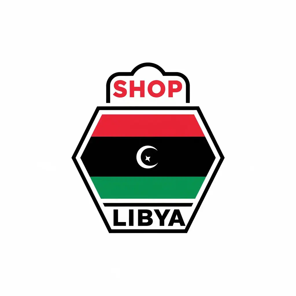 LOGO Design for Shop Libya Vector Logo with Libya Flag Symbol for Retail Industry