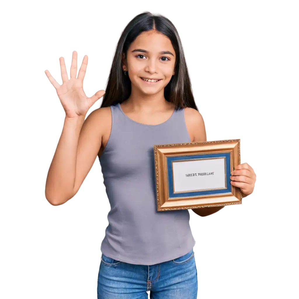 Proudly-Displaying-Heritage-Latin-Girl-Holding-a-Picture-Frame-PNG