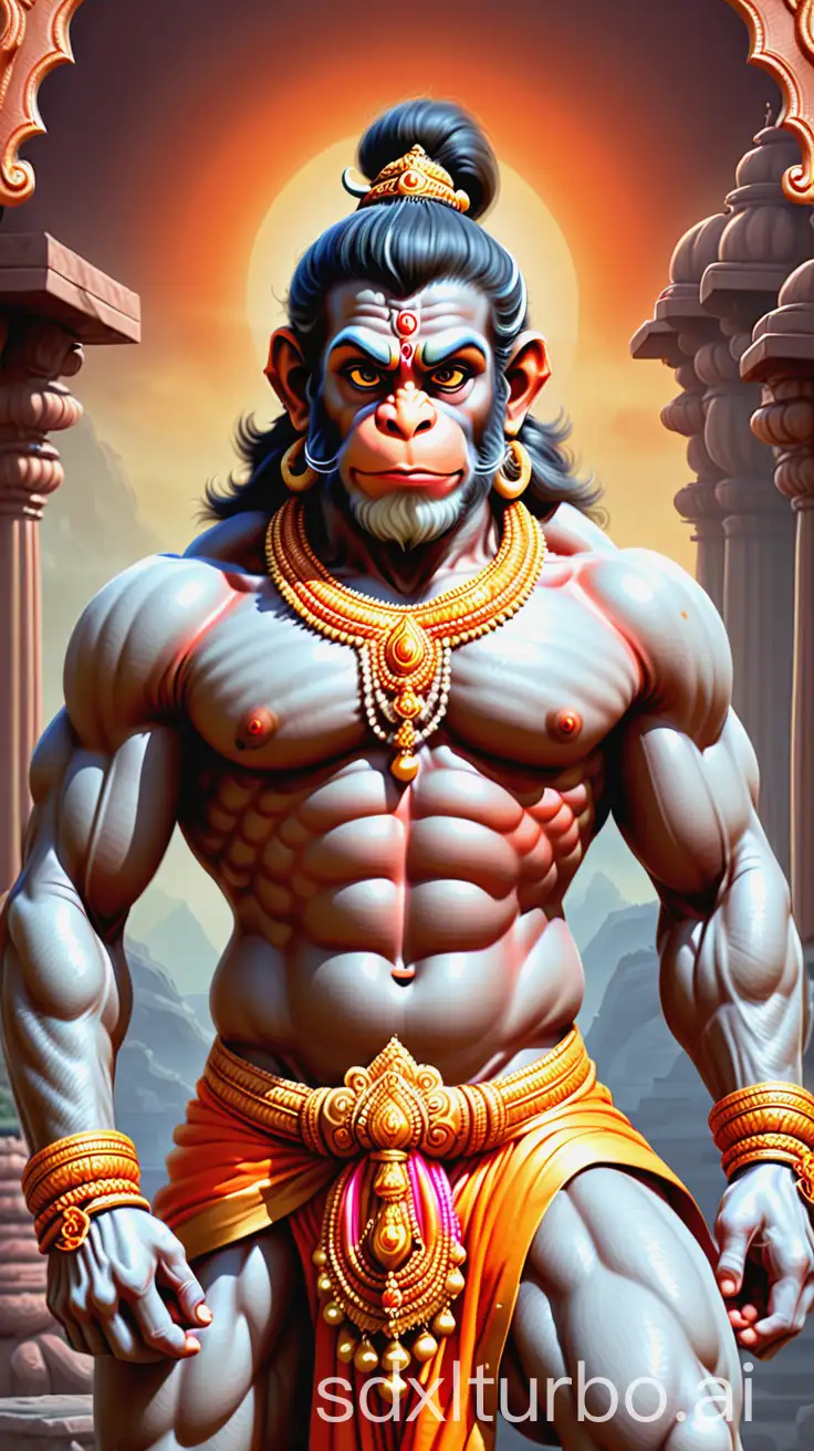 HD-Image-of-Hanuman-Ji-in-Powerful-Pose-with-Traditional-Elements