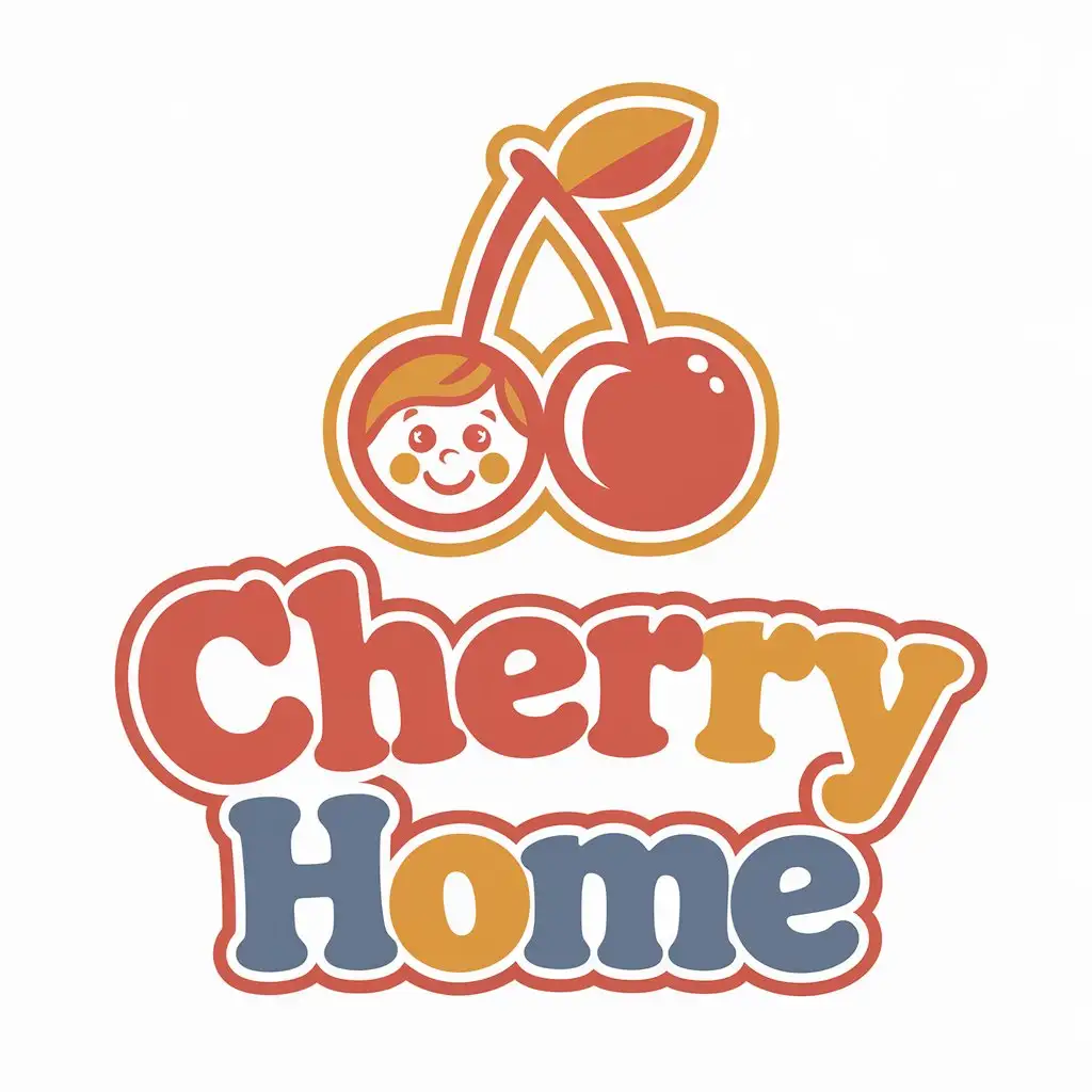 LOGO-Design-for-Cherry-Home-Cartoon-Cherry-Childcare-with-Warm-Colors-for-Educational-Industry