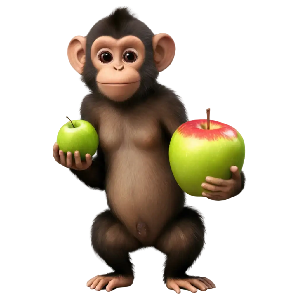 Monkey-Holding-an-Apple-in-Hand-PNG-Image-HighQuality-Digital-Art-for-Creative-Projects