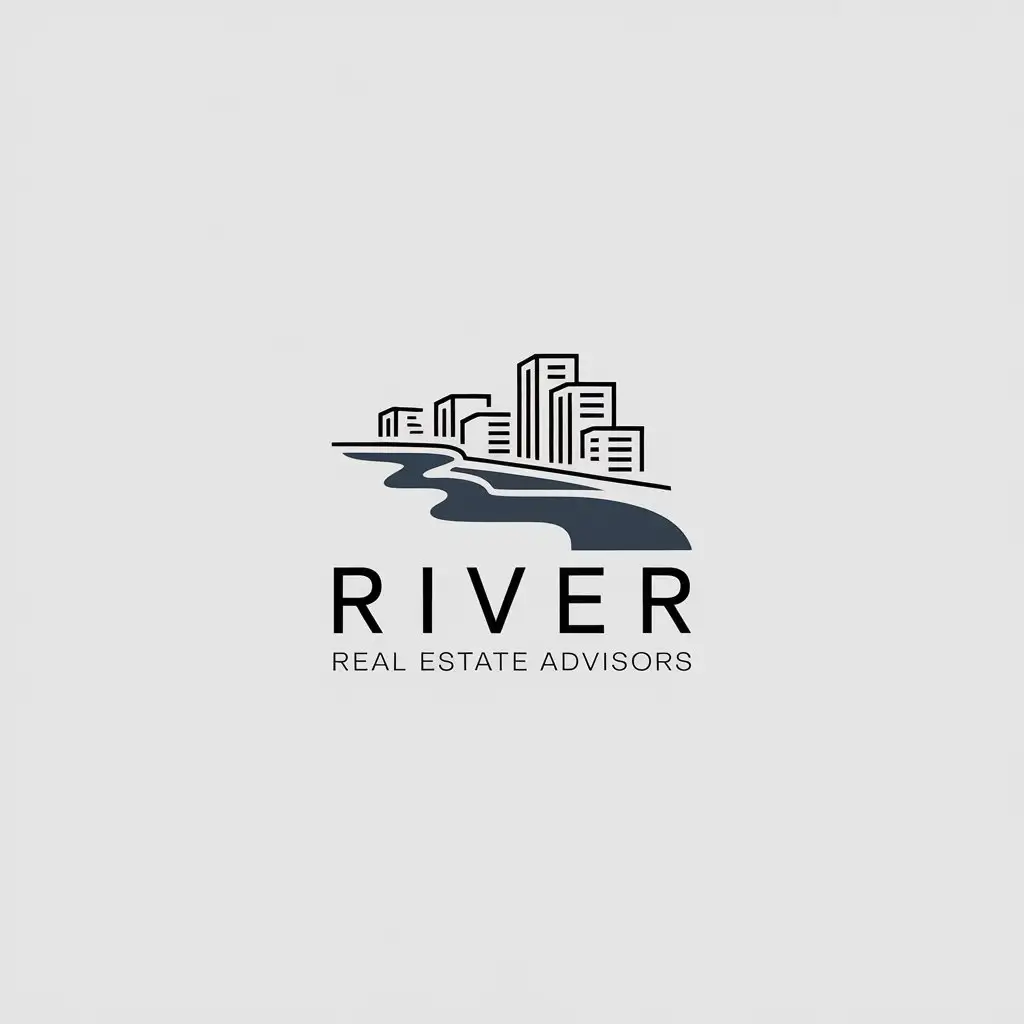 LOGO Design For River Real Estate Advisors Minimalistic Vector Logo with Real Estate and River Theme