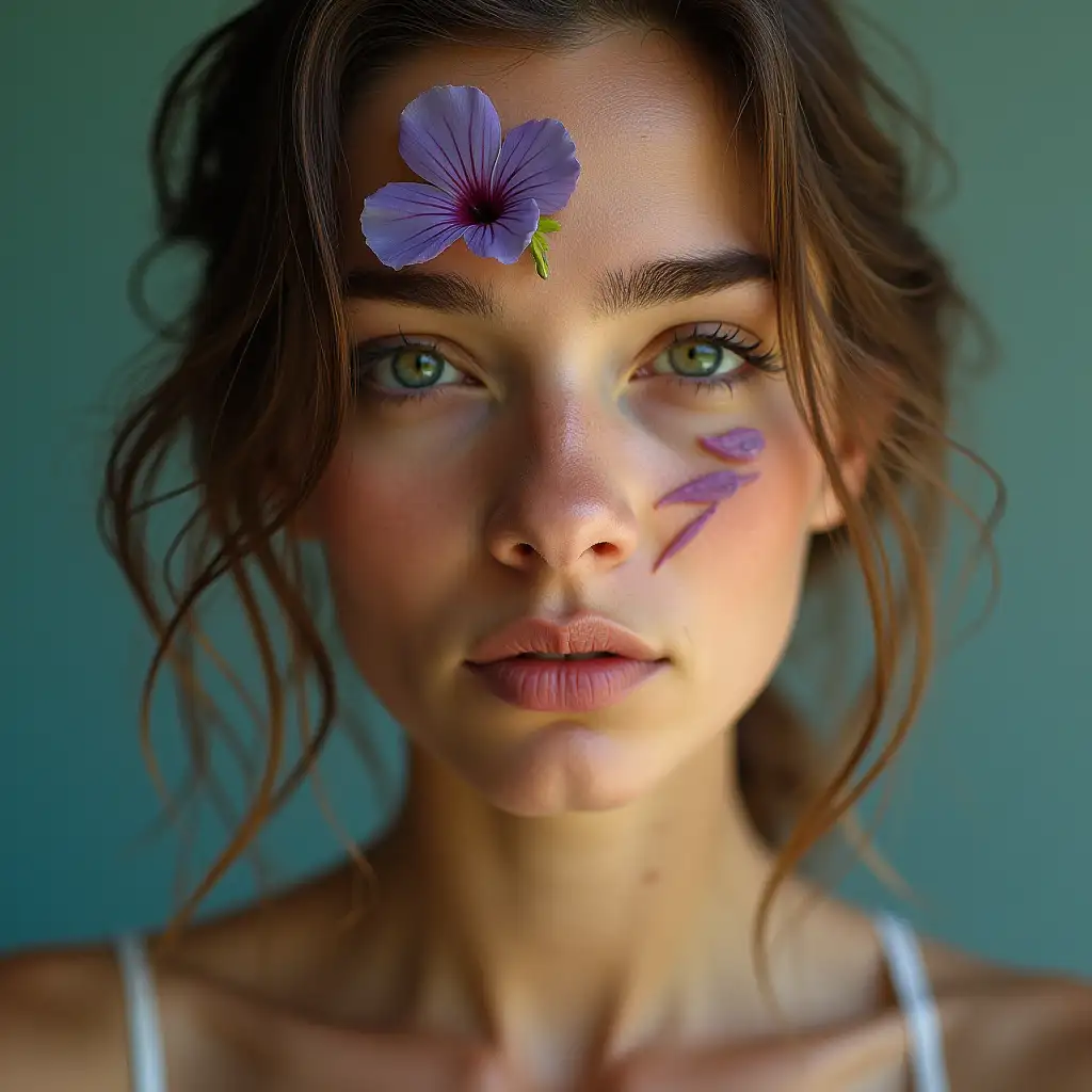 Portrait-of-a-Woman-with-Half-Flower-Design