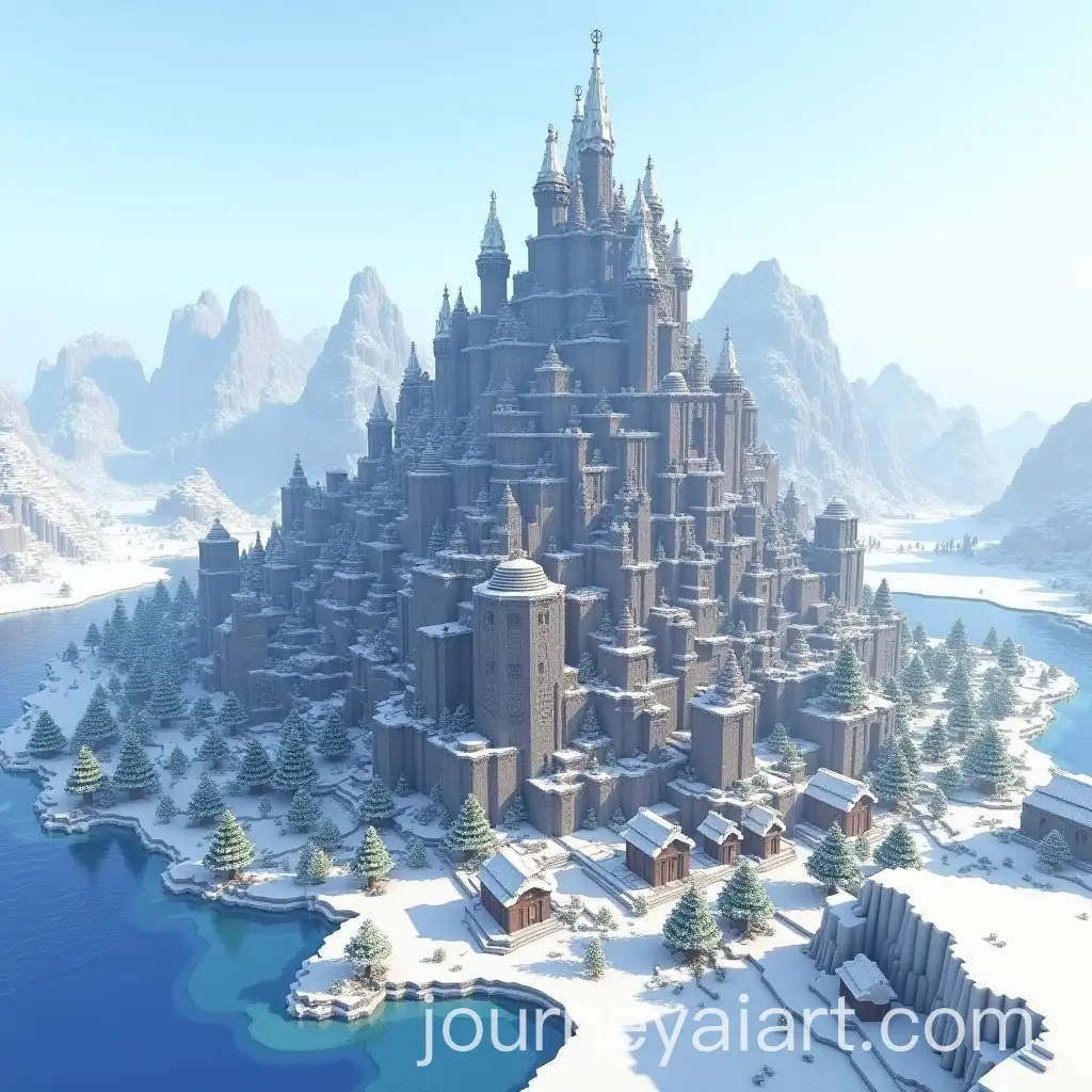 Caledoniastyle-Castle-on-Snowy-Mountain-Range-in-Minecraft