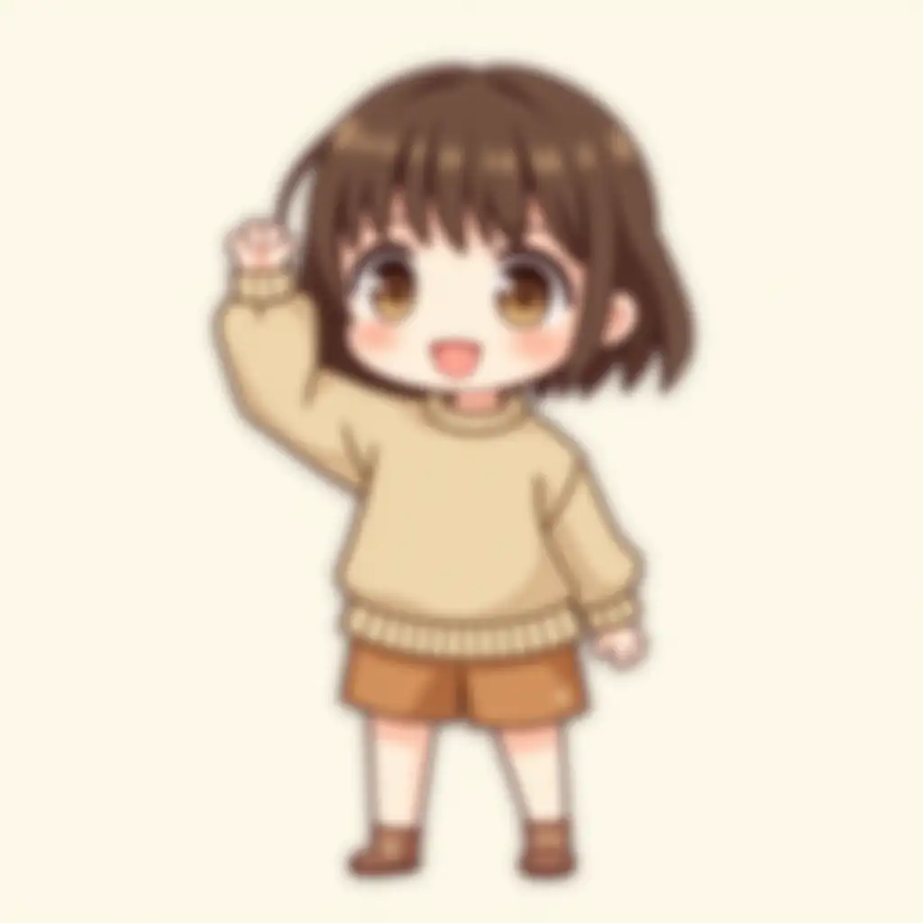 Chibi-Asian-Girl-in-Baggy-Sweater-and-Shorts-with-Messy-Brown-Hair