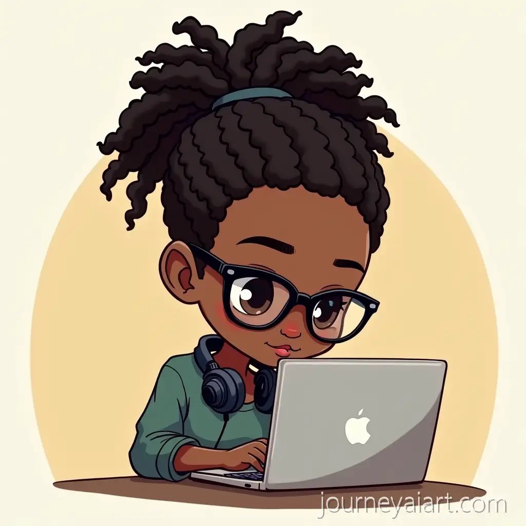 Chibi-Character-with-Locs-and-Glasses-WorkingChibi-character-working-on-laptop-on-Laptop