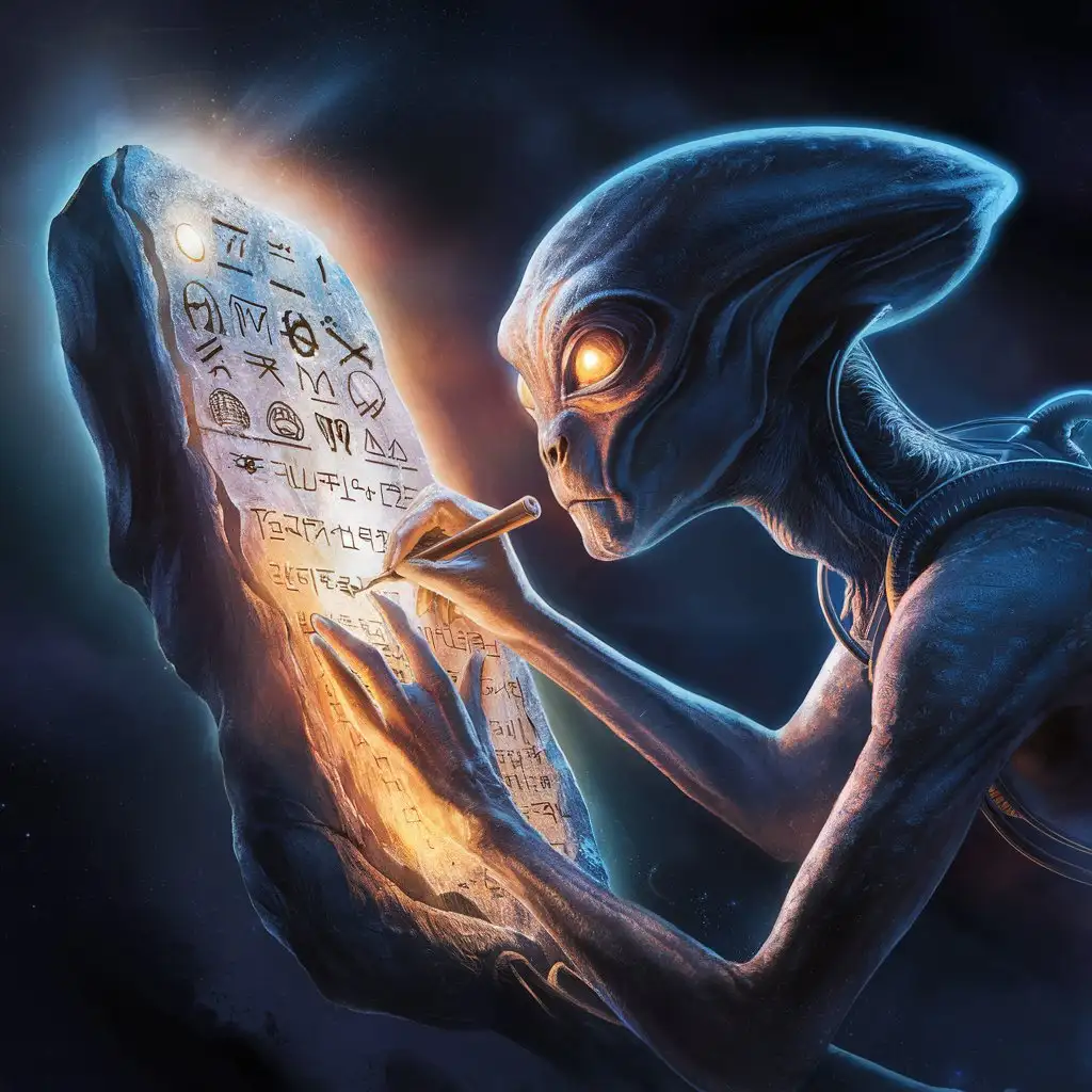 Alien-Writing-Information-on-Stone-Tablet